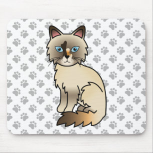 Tortoiseshell Birman / Ragdoll Cute Cat & Paws Mouse Pad