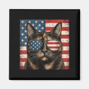 Tortoiseshell Cat 4th Of July Aamerican Flag Magnet