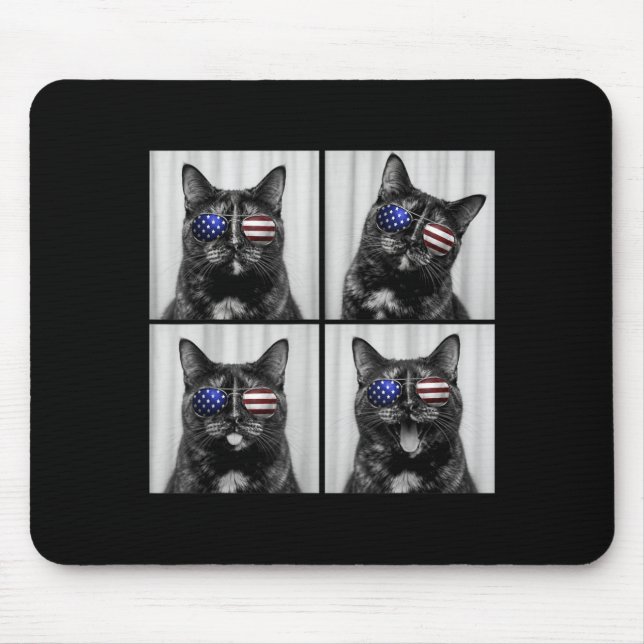 Tortoiseshell Cat 4th Of July Aamerican Flag Mouse Pad (Front)