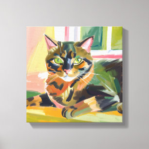 Tortoiseshell Cat Beautiful Cat Painting Canvas Print