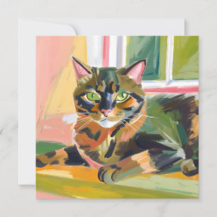 Tortoiseshell Cat   Beautiful Cat Painting Card