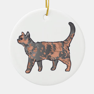 Tortoiseshell Cat Ceramic Ornament