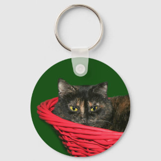 Tortoiseshell cat Christmas Key Ring