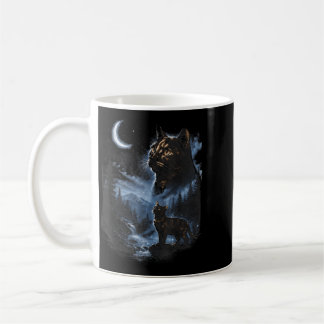Tortoiseshell Cat Howling At Moon Vintage Cat Coffee Mug