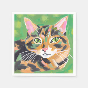 Tortoiseshell Cat Watercolor Painting Napkin