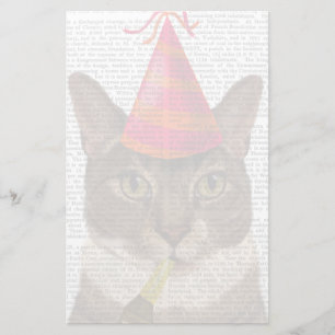 Tortoiseshell Cat with Party Hat Stationery