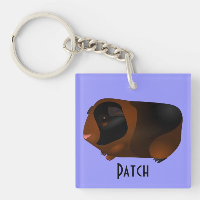 Tortoiseshell Guinea Pig With Name Key Ring (Front)