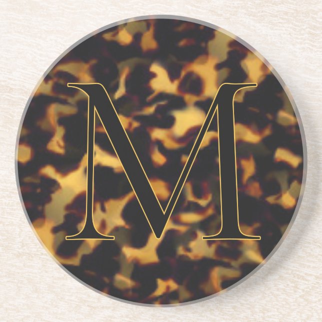 Tortoiseshell Initial Keychain Custom Letter Coaster (Front)