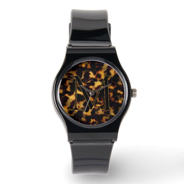 Tortoiseshell Initial Keychain Custom Letter Watch (Front)