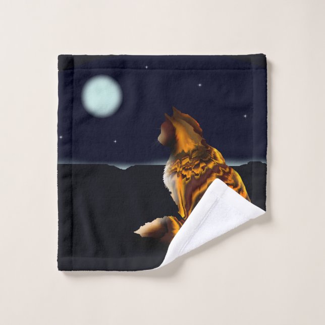 Tortoiseshell Tabby by Moonlight  Wash Cloth (Wash Cloth)