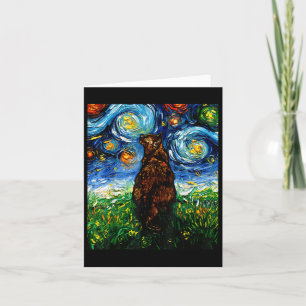 Tortoiseshell Tortie Starry Night Kitty Cat Art By Card