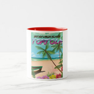Tortola British virgin islands travel poster Two-Tone Coffee Mug