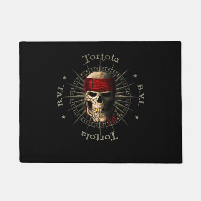 Tortola BVI Pirate Skull Doormat (Front)