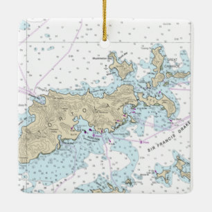 Tortola Nautical Chart Ceramic Ornament