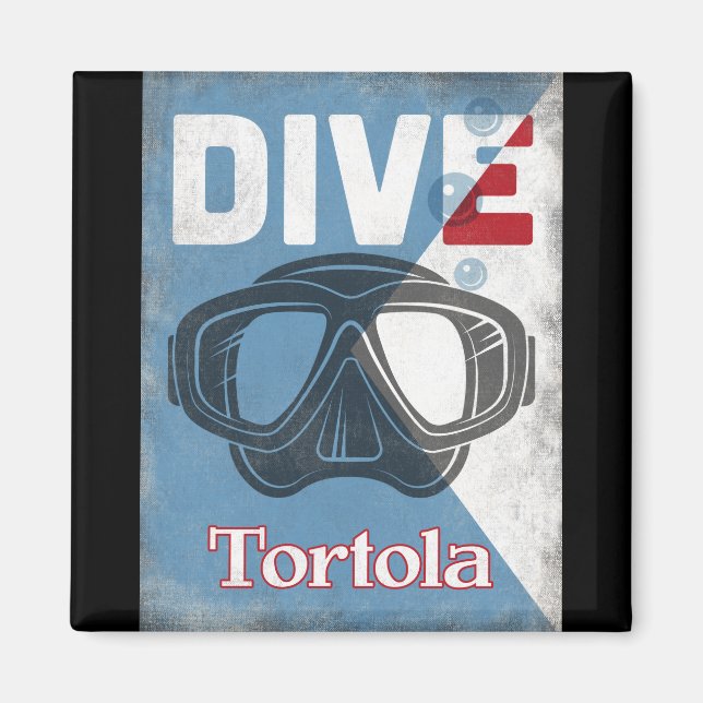 Tortola Vintage Scuba Diving Mask Magnet (Front)
