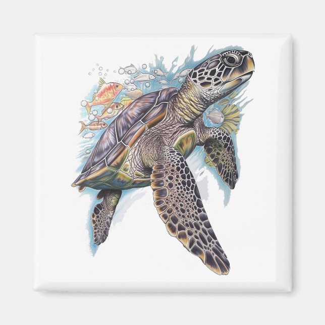Tortuga de mar multicolor magnet (Front)