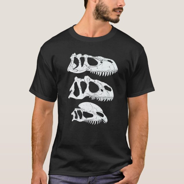 Torvosaurus Allosaurus Dilophosaurus Skull Dinosau T-Shirt (Front)
