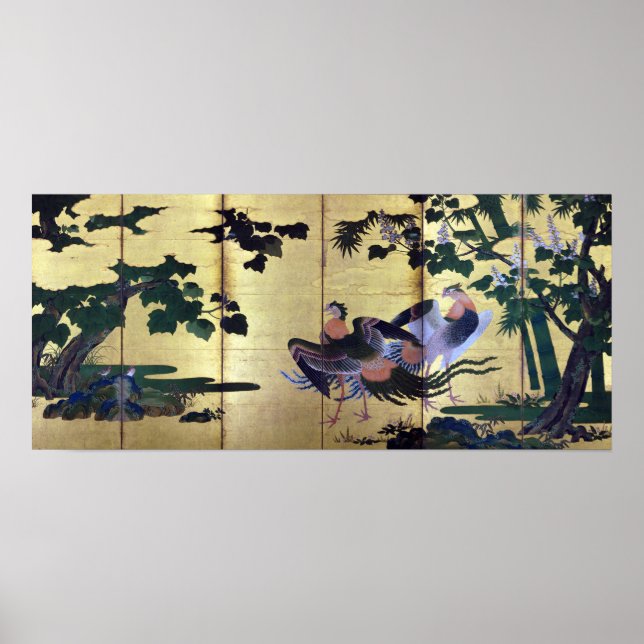 Tosa Mitsuyoshi Peafowl and Phoenixes Poster (Front)