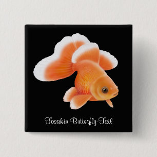 Tosakin Butterfly Tail Goldfish 15 Cm Square Badge