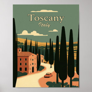 Toscany Italy Minimalist Vintage Travel Poster