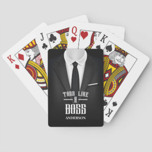 Toss Like A Boss Black Suit With Tie Custome Name Playing Cards