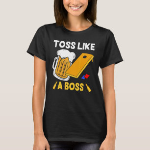 Toss Like A Boss Drinking Beer Bean Bag T-Shirt