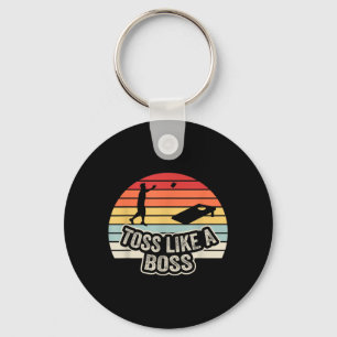 Toss Like A Boss Funny Cornhole Player Retro Key Ring