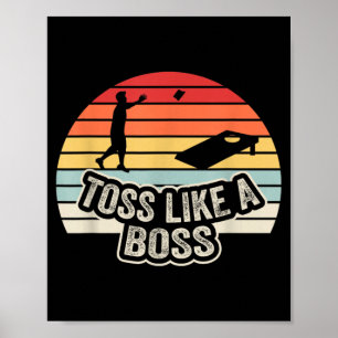 Toss Like A Boss Funny Cornhole Player Retro Poster