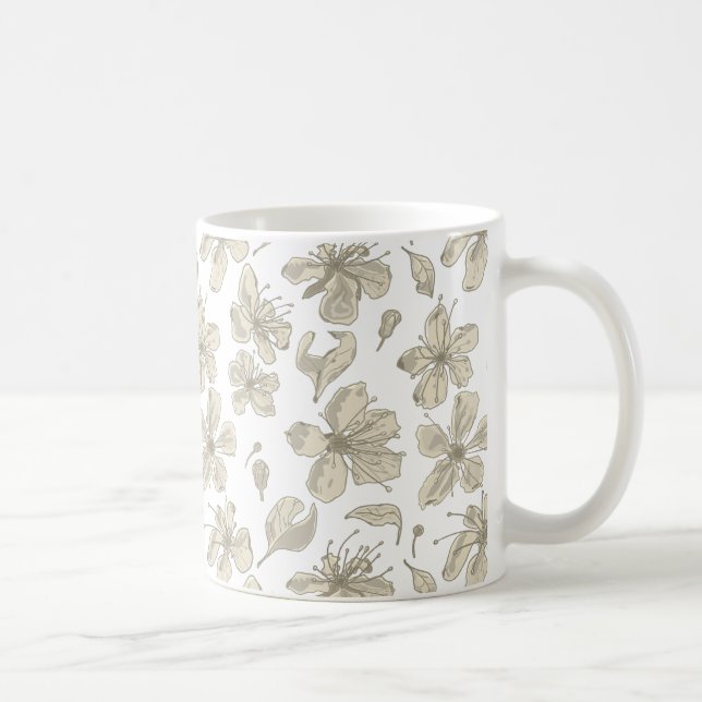 Tossed Blossoms transparent - seamless pattern. Coffee Mug (Right)
