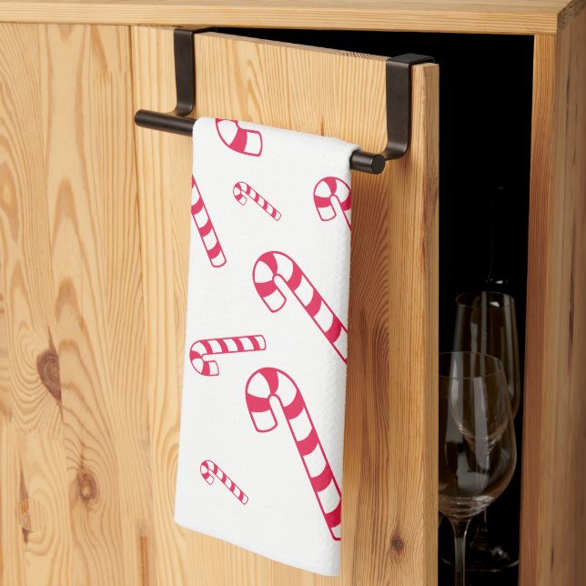 Tossed Candy Cane Christmas Kitchen Towel (Thirds Fold)