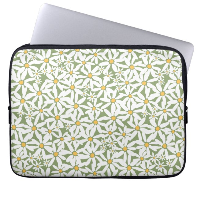 Tossed Daisy - Green Electronics Bag (Front)