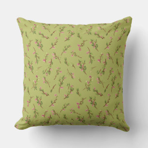 Tossed Floral Wildflowers on Chartreuse Green Cushion
