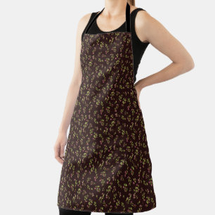 Tossed Floral Wildflowers on Chocolate Brown Apron