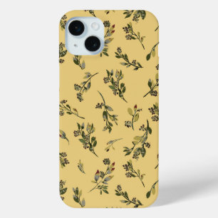 Tossed Floral Wildflowers on Jonquil Yellow iPhone 15 Mini Case