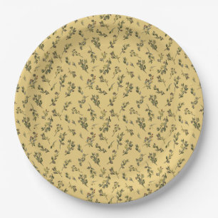 Tossed Floral Wildflowers on Jonquil Yellow Paper Plate