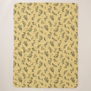 Tossed Floral Wildflowers on Jonquil Yellow Sherpa Blanket