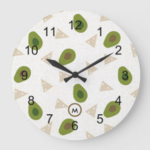 Tossed Green Avocados Wall Clock