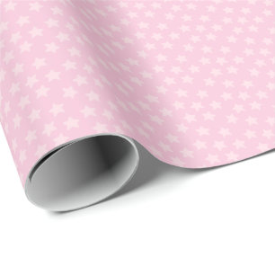 Tossed Pink Stars Wrapping Paper