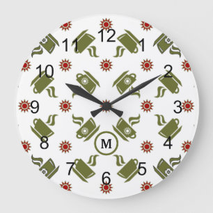 Tossed Retro Coffee Cups Wall Clock