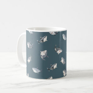 Tossed Watercolor Sharks on Gray-Blue Coffee Mug
