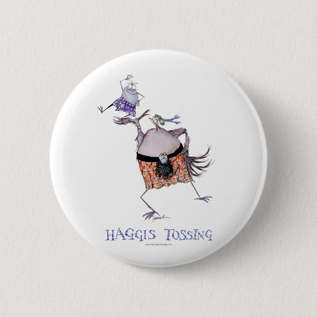 tossing the haggis 6 cm round badge (Front)