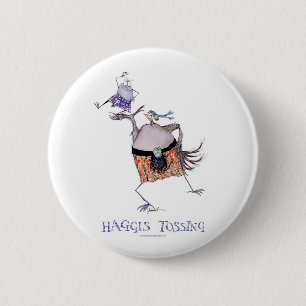 tossing the haggis 6 cm round badge