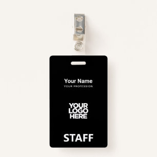 Total Black Employee Name Business Logo Staff Tag ID Badge