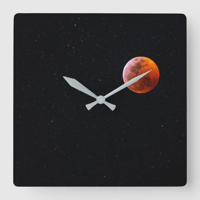 Total Blood Moon Eclipse | Big Island Hawaii Square Wall Clock (Front)