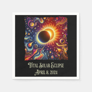 Total Eclipse 2024 Retro Groovy 60's 70's vibe Napkin