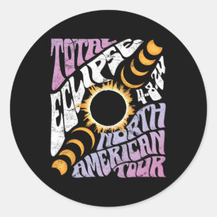 Total Eclipse 2024 Retro Groovy North American Tou Classic Round Sticker