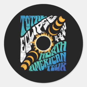 Total Eclipse 2024 Retro Groovy North American Tou Classic Round Sticker