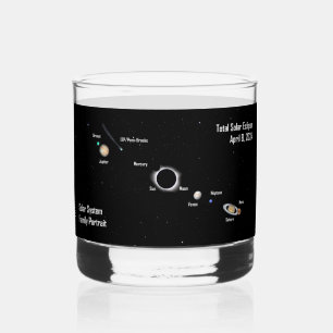 Total Eclipse 2024 Solar System Family Portrait Whiskey Glass