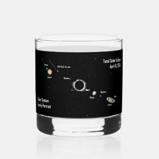 Total Eclipse 2024 Solar System Family Portrait Whiskey Glass