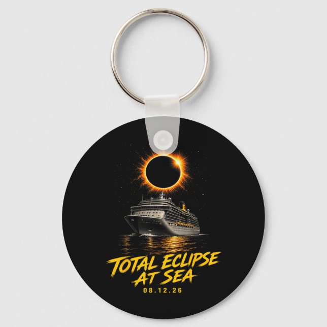 Total Eclipse At Sea 08 12 26 Solar Totality Key Ring (Front)
